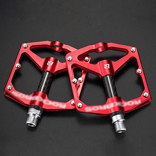 Mountainbike-Pedales : Rwlre Fahrradpedale, Mountainbike Fahrradpedale Radfahren Ultraleichte Aluminiumlegierung 4 Lager MTB Pedale Fahrradpedale Flach BMX (Color : Red)
