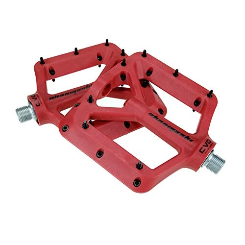 Mountainbike-Pedales : SHAYC Fahrrad Pedalen Fahrradpedale Nylon Ultra-Light Mountain Bike Pedal 5 Farben Big Foot Rennrad Lager Pedale Radfahren Teile (Color : Red)