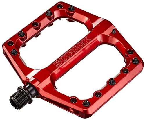 Mountainbike-Pedales : Sixpack Racing Menace 3.0 Alu Flat Fahrrad MTB Pedal Platform Fahrradpedal (Rot)