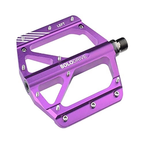 Mountainbike-Pedales : SOLODRIVE Mountainbike-Pedale, flach, Aluminiumlegierung, Fahrradpedale, 9 / 16 Zoll MTB-Pedale, geringes Gewicht und breite Plattform, violett