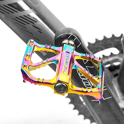 Mountainbike-Pedales : TOT Fahrradpedale-Aluminiumlegierung Überzug Bunte rutschfeste Fahrradplattform Flachpedale für Road Mountain BMX MTB Bike