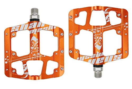 Mountainbike-Pedales : WENZI9DU 1 Paar Ultra-Licht- und Ultra-dünner 3 Lager Nicht-Schlupf-Pedale Aluminiumlegierung Mountainbike MTB Anodierender Straßenradpedal (Color : Orange)