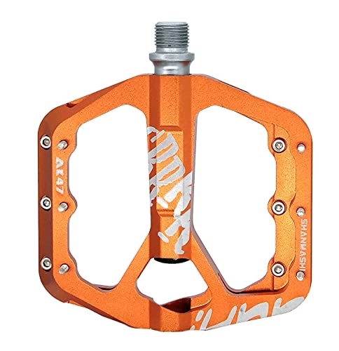 Mountainbike-Pedales : ZYLEDW Fahrradpedale, Aluminiumlegierung Rennradpedale CNC-eloxierte Aluminiumlegierung rutschfeste MTB Flache Fahrradpedale mit versiegeltem Lager Mountainbike-Pedal-Orange