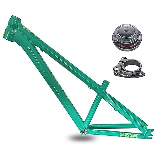 Mountainbike-Rahmen : 26er Hardtail Mountainbike-Rahmen 12, 5-Zoll-Single-Speed-Rahmen C / V-Bremse Schnellspanner-MTB-Rahmen QR 10 * 135 mm starrer Rahmen aus Aluminiumlegierung (Farbe: Grün)