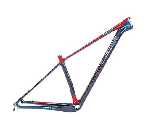 Mountainbike-Rahmen : BIKERISK MTB Carbon-Rahmen 27, 5 29er Steckachse 12 * 142mm XC Mountain Bike Carbon-Faser-18K UV Laser verfärbenden, Rot, 27.5×15