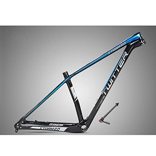 Mountainbike-Rahmen : DFNBVDRR 27, 5er Carbon XC-Trail-Mountainbike 15 / 17'' MTB-Rahmen Scheibenbremse Steckachse 12x142mm Rahmen BB92 Verlegung Intern (Color : Black Blue, Size : 17x27.5'')