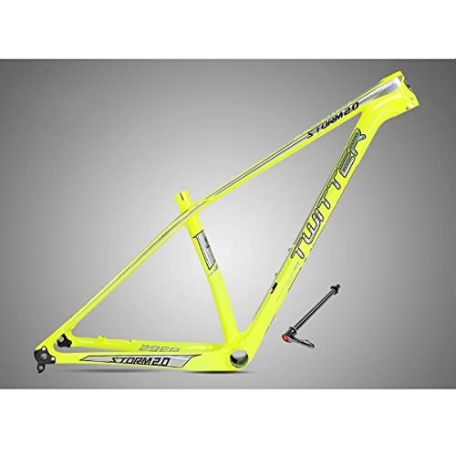 Mountainbike-Rahmen : DFNBVDRR 27, 5er Carbon XC-Trail-Mountainbike 15 / 17'' MTB-Rahmen Scheibenbremse Steckachse 12x142mm Rahmen BB92 Verlegung Intern (Color : Yellow, Size : 17x27.5'')