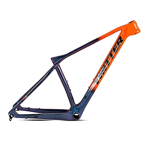 Mountainbike-Rahmen : DFNBVDRR MTB Carbon Rahmen 27.5er Kohlefaser Mountainbike-Rahmen 15'' / 17'' / 19'' XC Strecke Mountainbike-Rahmen Scheibenbremse Steckachse 12x142mm BBP2 (Color : Orange, Size : 15x27.5'')