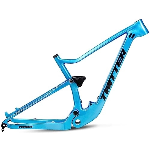 Mountainbike-Rahmen : DHNCBGFZ Carbon Mountainbike-Rahmen 27, 5 29 Zoll Boost MTB-Rahmen Doppelfederung BSA73 120 Mm Rahmenweg 148 * 12 Mm Steckachsenführung Intern XC AM (Color : Blue, Size : 29x17'')