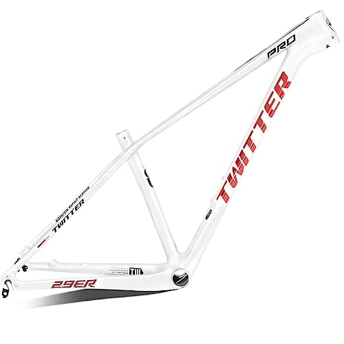 Mountainbike-Rahmen : DHNCBGFZ Carbonfaser MTB Fahrradrahmen 27, 5 / 29er MTB Rahmen Hardtail Mountainbike Rahmen 15'' / 17'' / 19'' Schnellspanner 135mm BB92*41mm Routing Interne (Color : White red, Size : 29x15'')