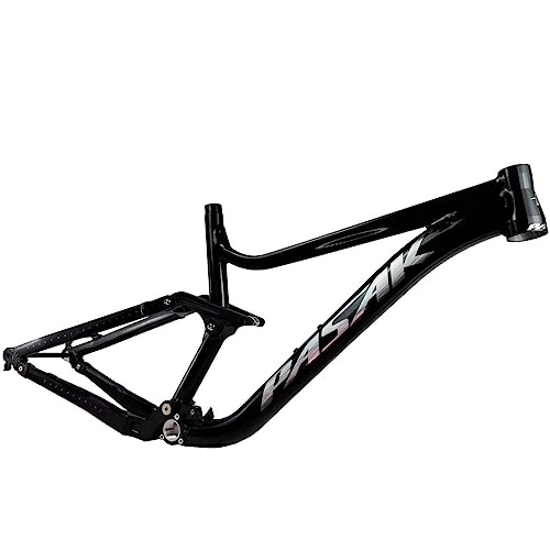 Mountainbike-Rahmen : DHNCBGFZ MTB Rahmen Federungsrahmen 27, 5er / 29er Aluminiumlegierung MTB-Rahmen Berg DH Radfahren Downhill-Fahrradzubehör 16'' / 18'' Steckachse 148mm (Color : Black, Size : 27.5x18'')
