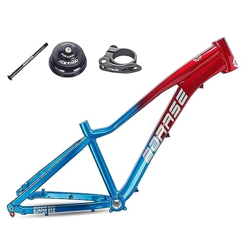 Mountainbike-Rahmen : HIMALO Hardtail Mountainbike-Rahmen 26er MTB-Rahmen Steckachse 12 * 142mm Scheibenbremse Aluminium-Legierung Steifer Rahmen DH / XC / 4X / Enduro (Color : Red Blue)
