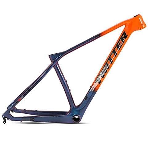Mountainbike-Rahmen : HIMALO MTB-Kohlefaserrahmen 27, 5er 29er Hardtail-Mountainbike-Rahmen 15'' / 17'' / 19'' Internal Routing Disc Brake Frame QR 135mm XC AM (Color : Orange, Size : 29 * 17'')