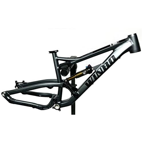 Mountainbike-Rahmen : HIMALO Vollgefederter Rahmen 26er / 27.5er MTB Rahmen Aluminiumlegierung Scheibenbremse Mountainbike Rahmen 16, 5'' Steckachse 12 * 142mm DH / XC / AM (Color : Dark Gray, Size : 27.5 * 16.5'')
