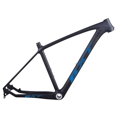 Mountainbike-Rahmen : HNXCBH Fahrradrahmen MTB Carbon Rahmen 29in Carbon-Mountainbike-Rahmen 142 * 12 oder 135 * 9mm Fahrradrahmen 3K Matt / Glanz MTB Rahmen (Color : Blue Logo, Size : 17.5inch Glossy)