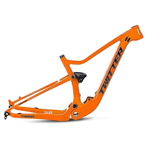 Mountainbike-Rahmen : KLWEKJSD 27.5er 29er Mountainbike-Rahmen Kohlefaser Softtail MTB Rahmen 15'' / 17'' / 19'' Boost Steckachse 12 * 148mm Scheibenbremse Rahmen Verlegung Intern XC AM (Color : Orange, Size : 17x29'')