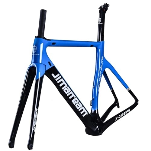 Mountainbike-Rahmen : KLWEKJSD 700C Rennrad Rahmen Kohlefaser 46cm / 48cm / 50cm / 52cm / 54cm Schnellspanner Offroad-Rennrahmen Verlegung Intern Mit Carbon-Gabel (Color : Blue, Size : 52cm)