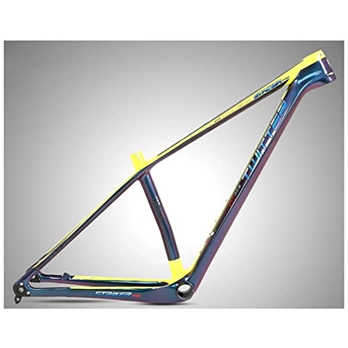 Mountainbike-Rahmen : Kohlefaser Mountainbike Rahmen 27.5 / 29 Zoll XC MTB Rahmen 15'' / 17'' / 19'' Verfärbung Ultraleichter BB92 Scheibenbremse Fahrradrahmen Steckachse 12X142mm (Color : Yellow, Size : 27.5x15'')