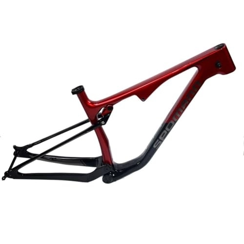 Mountainbike-Rahmen : Softtail Mountainbike-Rahmen Kohlefaser 15'' / 17'' MTB-Rahmen Für 27.5 29er-Laufräder Steckachse 12*148mm Scheibenbremse XC-Rahmen Ultraleicht Interne Führung ( Color : Black+red , Size : 29*15'' )