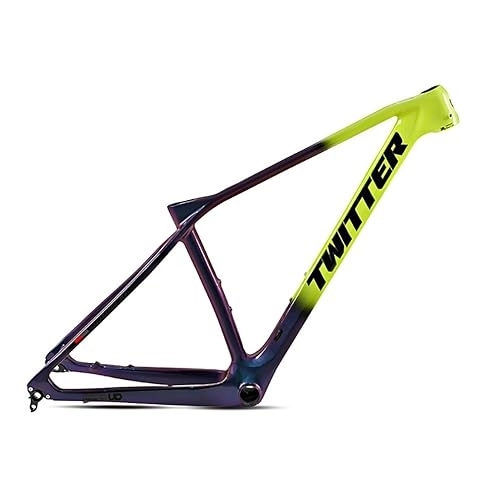 Mountainbike-Rahmen : TANGIST Mountainbike Rahmen Steckachse 27, 5“ / 29“ Vollcarbon Rahmen Scheibenbremssitz Interne Verkabelung BB92*41 EPS Technologie (Color : Yellow, Size : 17x29inch)
