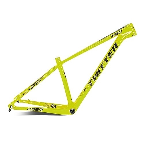Mountainbike-Rahmen : TANGIST MTB Rahmen In XC Cross Country Qualität Ultraleichter Carbonfaser Fahrrad Rahmen Vollständig Intern Verlegter Fahrrad Rahmen (Color : Yellow, Size : 17x27.5inch)