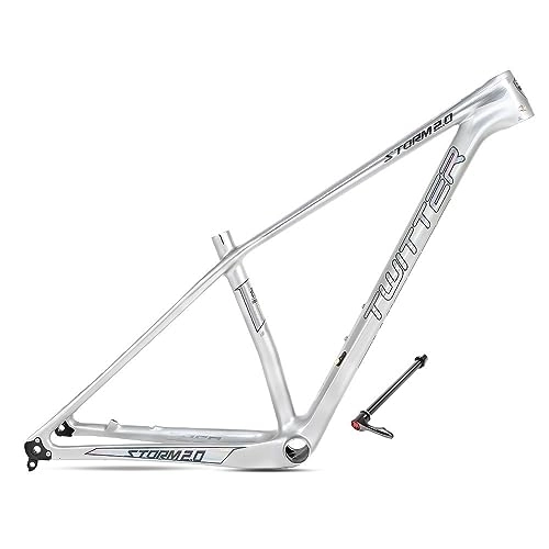 Mountainbike-Rahmen : TANGIST XC Cross Country Fahrradrahmen Mountainbike-Rahmen Hochmodul-Carbonfaser-Fahrradrahmen MTB-Fahrradrahmen Scheibenbremse Steckachse BB92 (Color : Silver, Size : 15x27.5inch)