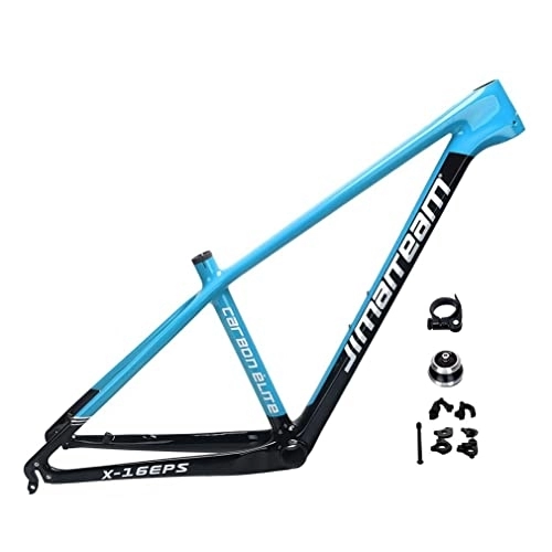 Mountainbike-Rahmen : WAMBAS Carbon-MTB-Rahmen 27, 5er 29er Hardtail-Mountainbike-Rahmen 15 / 17 / 19'' Scheibenbremsrahmen Steckachse 142 mm QR 135 mm austauschbar, mit Zubehör (Color : Blue, Size : 29 * 15'')
