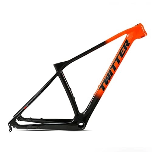 Mountainbike-Rahmen : YOJOLO Kohlefaser Fahrradrahmen 27.5 / 29 Zoll XC Mountainbike Rahmen 15 / 17 / 19 Zoll Scheibenbremse MTB Rahmen BB92 135mm Schnellspanner Achse (Color : Orange, Size : 27.5x19'')