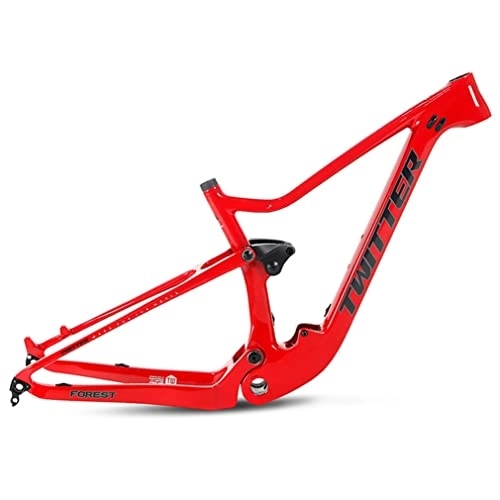 Mountainbike-Rahmen : YOJOLO Mountainbike Federungsrahmen 27.5 / 29er Carbon Soft Tail Fahrradrahmen Federweg 120mm Scheibenbremse Trail XC / AM MTB-Rahmen Steckachse 12x148mm Boost Rahmen BSA73 (Color : Red, Size : 29x19'')