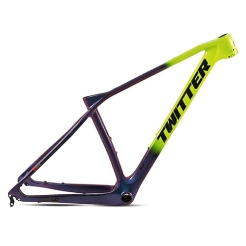 Mountainbike-Rahmen : ZFF Kohlefaser MTB-Rahmen 15'' / 17'' / 19'' 27.5 29er Mountainbike Rahmen Scheibenbremse QR 135mm Fahrradrahmen Interne Verlegung (Color : Green, Size : 19'')