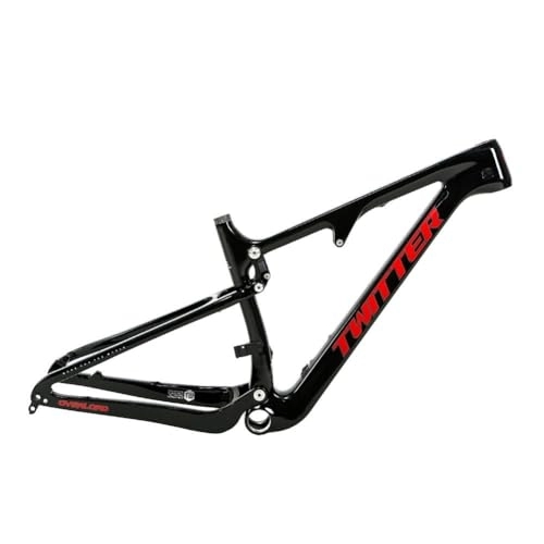 Mountainbike-Rahmen : ZFF Kohlefaser-Rahmen Softtail Mountainbike-Rahmen 27.5 29er MTB-Rahmen Steckachse 12 * 148mm Boost Scheibenbremse 15'' / 17'' / 19'' XC-Rahmen Interne Führung (Color : Black Red, Size : 19'')