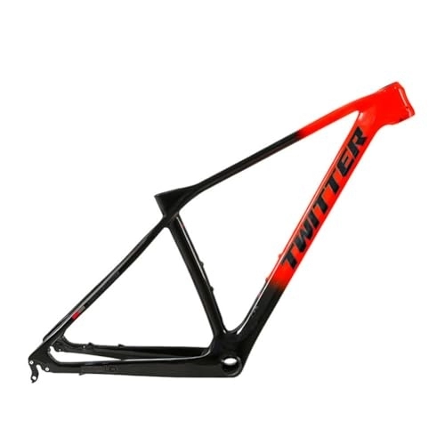 Mountainbike-Rahmen : ZFF MTB-Rahmen Kohlefaser 15'' / 17'' / 19'' Scheibenbremse Mountainbike-Rahmen QR 135mm Interne Verlegung Fahrradrahmen Für 27.5 29er-Laufräder (Color : Black -red, Size : 17'')