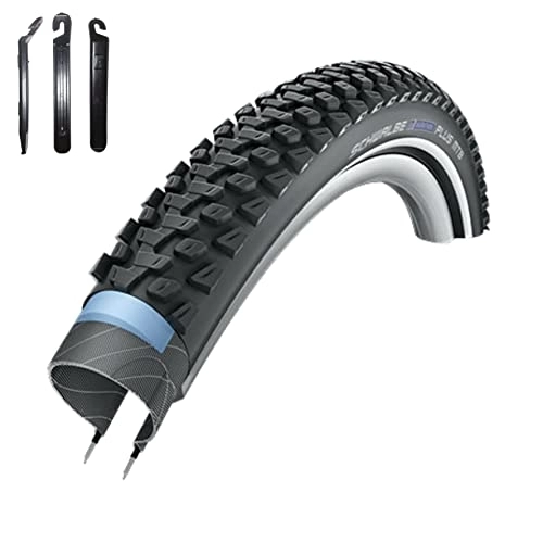 Mountainbike-Reifen : 1 x Schwalbe Marathon Plus MTB Unplattbar Reifen mit Reflex 54-559 (26 x 2, 10) inkl. 3 Reifenheber
