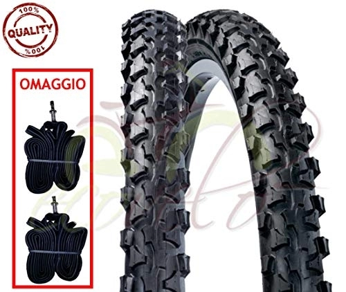 Mountainbike-Reifen : 2 Kammern + 2 schwarze Reifen für Mountain Bike 20 x 1.90 (47 – 406) MTB Mountain Bike Fahrrad Fahrrad