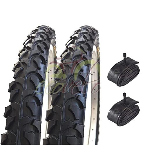 Mountainbike-Reifen : 2 Reifen 20 x 1, 95 (50-406) + Amerika-Ventil (Schrader) Reifen aus Gummi für Kinder Mountainbike