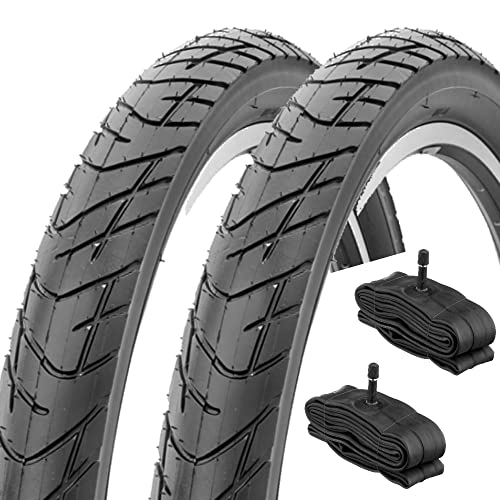 Mountainbike-Reifen : 2 Reifen 26 x 2, 125 + Kammern mit amerikanischem Ventil | Straßenreifen Reifen für MTB Elektrofahrrad / Batterie