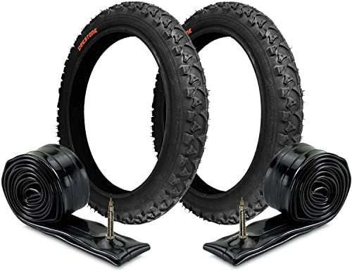 Mountainbike-Reifen : 2 Reifen Deestone 14 x 1.75 (47-254) + 2 Kammern | Schwarze Reifen für Mountainbike Fahrrad Kinder