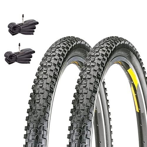 Mountainbike-Reifen : 2 Reifen MTB 29 x 2.10 + Kammern mit Presta-Ventil, verankerte Reifen, Mountainbike, Hartgummi Cross Country