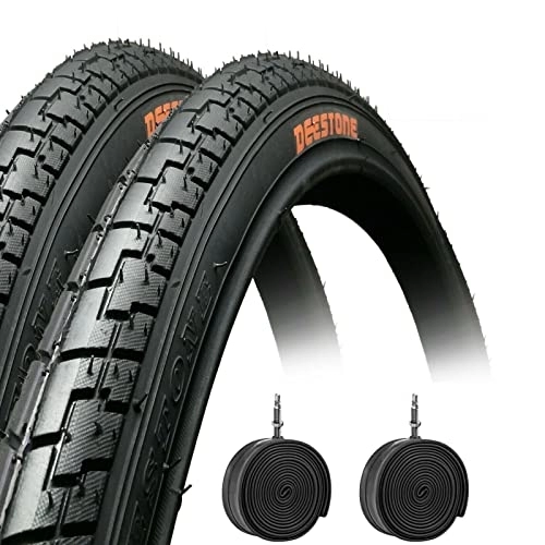 Mountainbike-Reifen : 2 schwarze Reifen 26 x 1.75 (44-559) + Luftkammern für MTB Mountainbike Fahrrad Slick