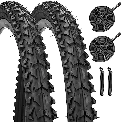 Mountainbike-Reifen : 2 Stück 26 "x 2, 1" Fahrradreifen, zusammenklappbar, MTB, Mountainbike, Ersatz-Fahrradreifen (2 Reifen, 2 Schläuche)