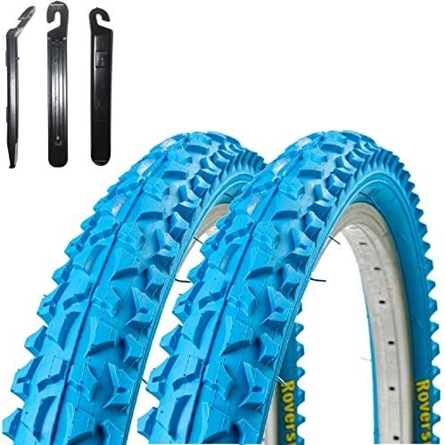 Mountainbike-Reifen : 2 x Roverstone 26" Fahrradreifen Fahrradmantel blau 57-559 (26x2, 125) inkl. 3 x Reifenheber