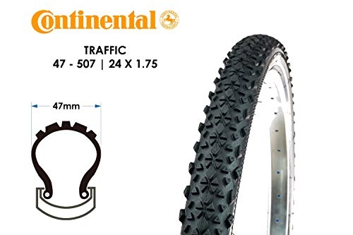 Mountainbike-Reifen : 24 Zoll Continental Traffic 47-507 Fahrrad Reifen MTB 24x1.75 Reflex schwarz