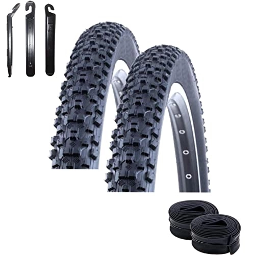 Mountainbike-Reifen : Angebot-Set / 2 x Kenda Kadre K-1027 29" MTB Fahrradmantel Fahrradreifen in Schwarz 54-622 (29 x 2.10) + 2 passende Schläuche AV inkl. 3 Reifenheber