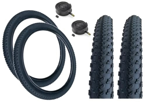 Mountainbike-Reifen : Baldwins Mountainbike-Reifen mit Schrader-Ventilschläuchen, 27, 5 x 2, 10, Schwarz, 1 Paar