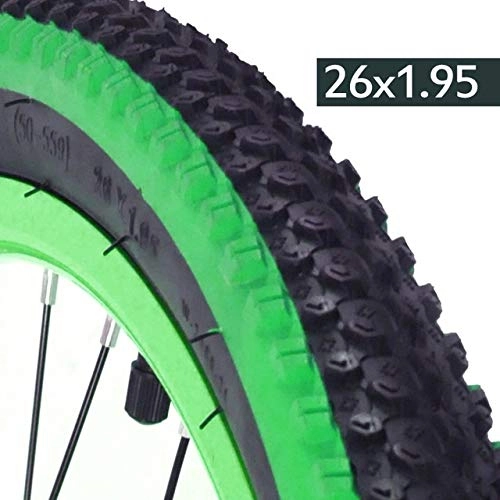 Mountainbike-Reifen : BFFDD 26 * 1.95 Polyurethan Gummi Reifen 26x1.95 Mountain Road Fahrrad-Räder Fahrradreifen Fahrradteile Ultra Durable (Color : Green)