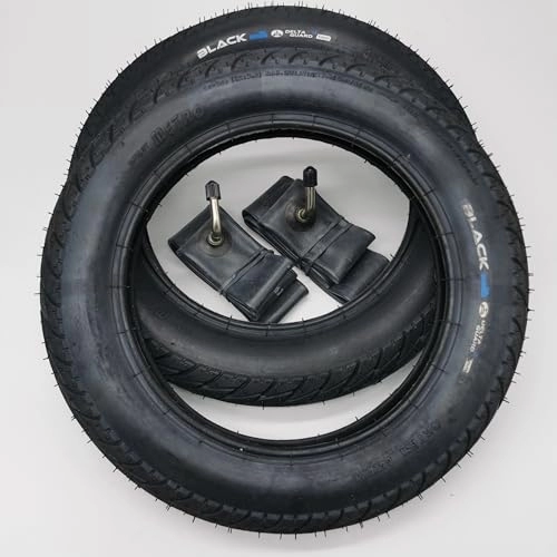 Mountainbike-Reifen : Black1 2x12 Zoll Galaxy Reifen mit abgewinkelten AV Schläuche | | Zoll / Maß: 12 x 2.0 | ETRTO 50-203 Decke Mantel Fahrrad Buggy Kinder Roller Anhänger
