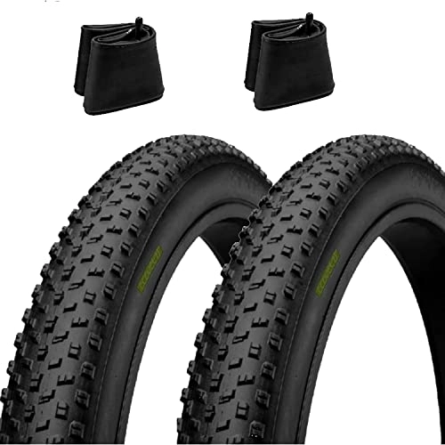 Mountainbike-Reifen : Ecovelò Unisex – Erwachsene 26x4.0 (100-559) + Kammern mit V.a. Reifen für Fat Bike Gummi MTB 2 26 x 4.0 X, Schwarz, 26