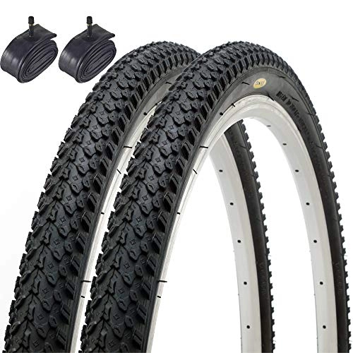 Mountainbike-Reifen : Fincci Paar MTB Mountain Hybrid Bike Fahrrad Reifen 26 x 2.125 und Autoventil Schläuche