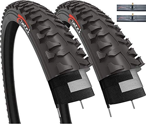 Mountainbike-Reifen : Fincci Reifen 20x1.75 Zoll 47 406 mit Schrader Schlauch für BMX MTB Mountainbike Fahrradmantel oder Kinder mit Fahrradreifen - 2 Stück