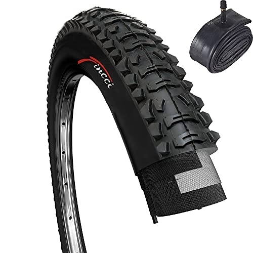 Mountainbike-Reifen : Fincci Set 26 x 1, 95 Zoll 50-559 Faltbar Reifen mit Autoventil Schläuche für MTB Mountain Hybrid Fahrrad